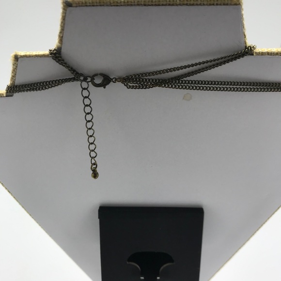 Bohemian Bar Bib Multi Chain Brass Tone Necklace - Picture 4 of 6